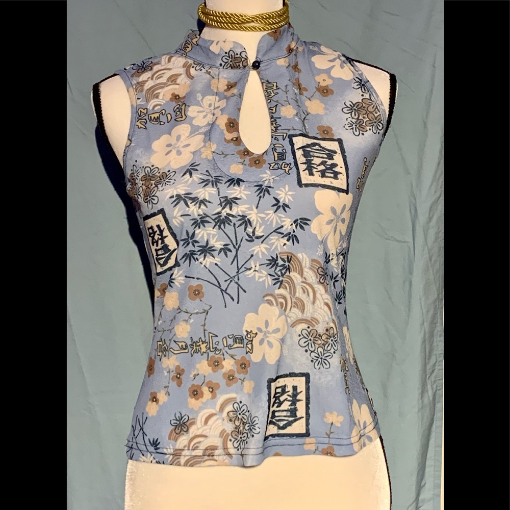 Vintage Y2K ELLEMENO Cheongsam Sheer Tank